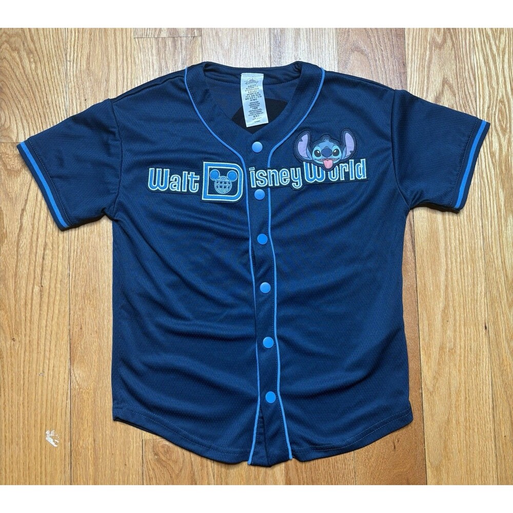 Walt Disney World Parks Stitch 626 Baseball Jersey Youth Kids Size 11/12 Blue